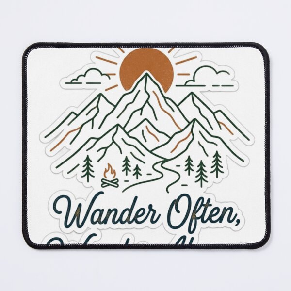 Item preview, Wander Often Wonder Always Mountain T-Shirt | Adventure Quote | Hiking Gift designed and sold by Clintora.