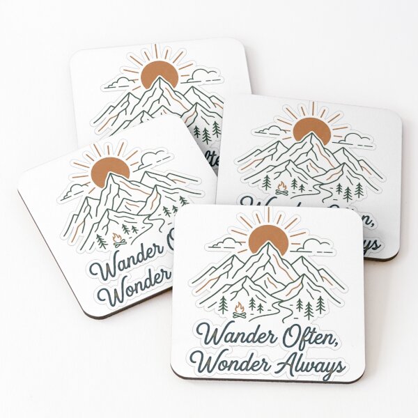 Item preview, Wander Often Wonder Always Mountain T-Shirt | Adventure Quote | Hiking Gift designed and sold by Clintora.