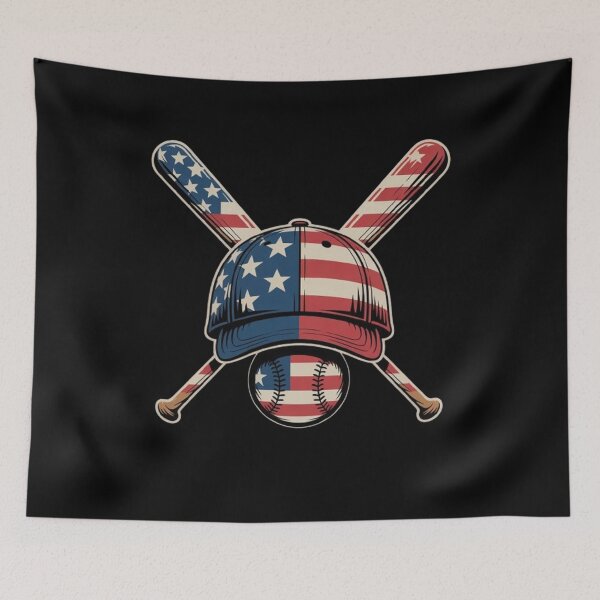 Item preview, Baseball American Flag Lax Cap & Bat Sports 4th of July designed and sold by BHMARTS.