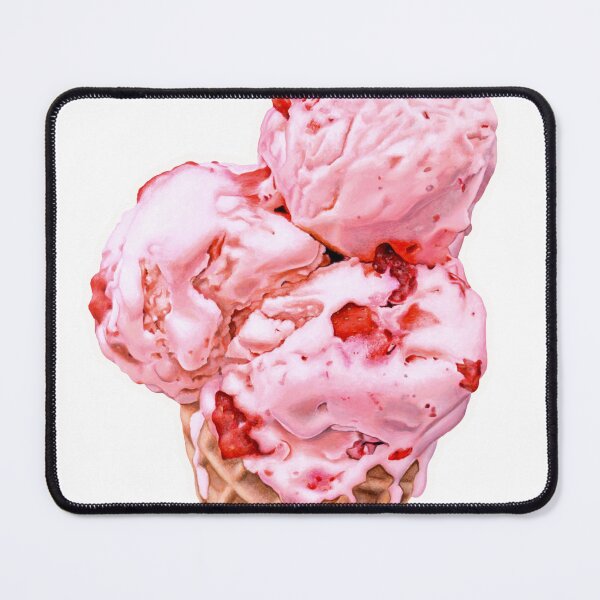 Item preview, Strawberry Ice Cream Acrylic Painting Graphic designed and sold by Whimsical Food Paintings by Kim Testone.