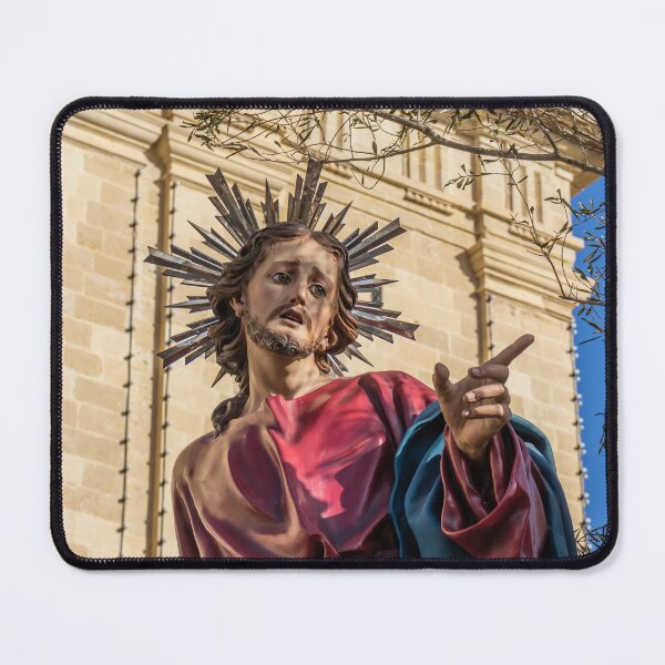 Item preview, Statue Of Jesus Christ In Religious Procession With Radiant Halo Against Church Facade designed and sold by Nmallia.