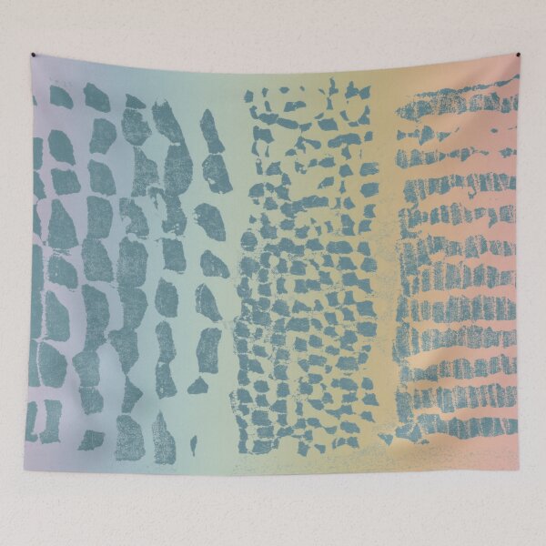 Item preview, Three Grains Textured Monoprint - Rainbow Sorbet + Peacock designed and sold by Irene Estelle.