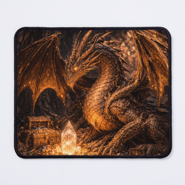 Item preview, Golden Treasure Dragon – Hoard Guardian, Ancient Cave Beast, Fantasy Art designed and sold by DrakariArt.