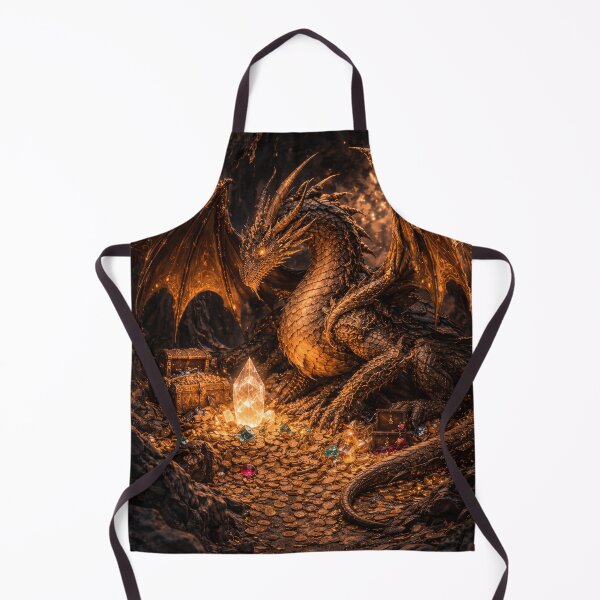 Item preview, Golden Treasure Dragon – Hoard Guardian, Ancient Cave Beast, Fantasy Art designed and sold by DrakariArt.