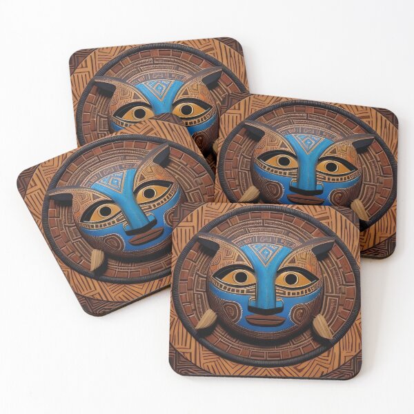 Item preview, Ancient Guardian: Carved Wood Mask designed and sold by Serene Strokes Art.