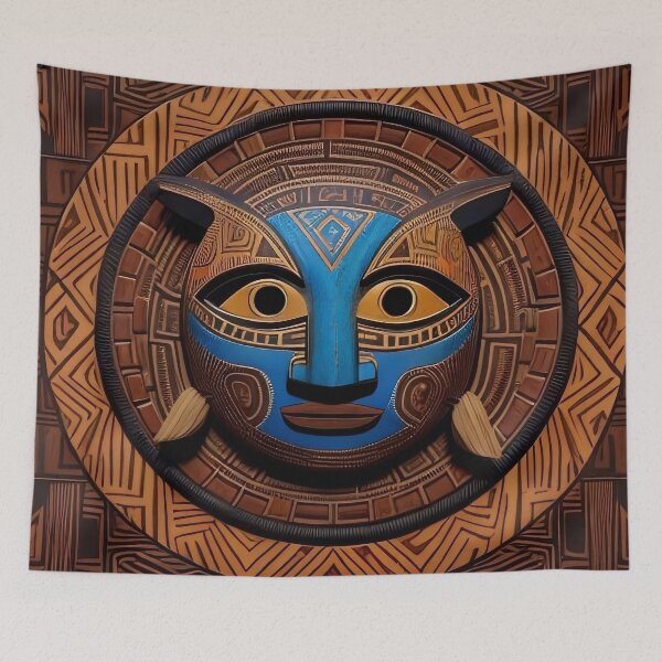 Item preview, Ancient Guardian: Carved Wood Mask designed and sold by Serene Strokes Art.