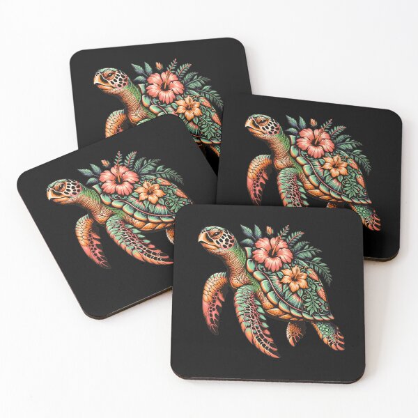 Item preview, Floral Sea Turtle Illustration – Colorful Tropical Ocean Animal Art designed and sold by ArcticFoxStudio.