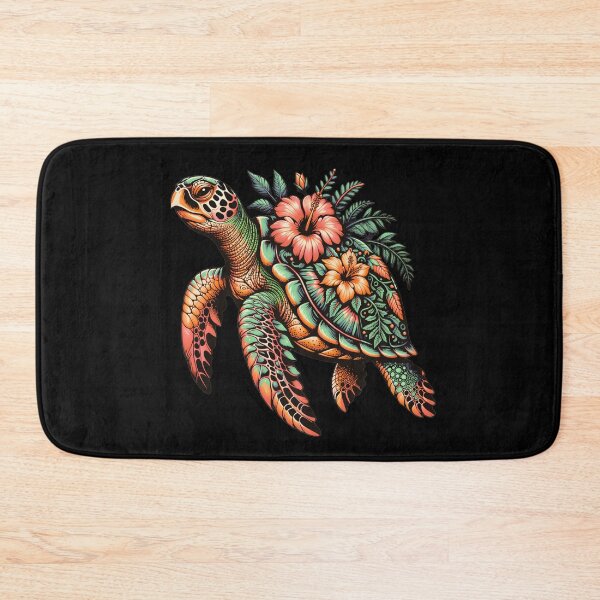 Item preview, Floral Sea Turtle Illustration – Colorful Tropical Ocean Animal Art designed and sold by ArcticFoxStudio.