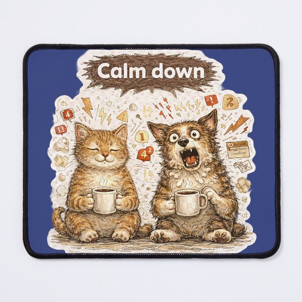 Item preview, Calm Down Cat and Dog Sticker – Funny Stress vs Relax Animal Humor Art designed and sold by Felixuss.