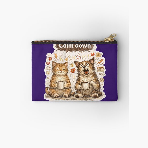 Item preview, Calm Down Cat and Dog Sticker – Funny Stress vs Relax Animal Humor Art designed and sold by Felixuss.