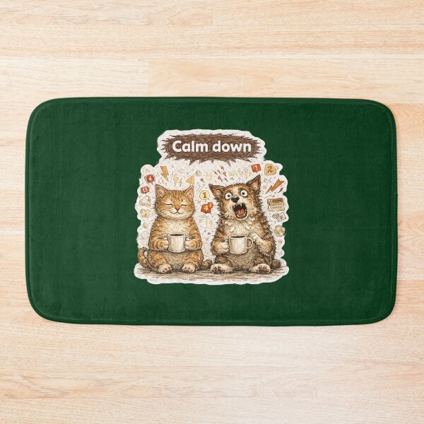 Item preview, Calm Down Cat and Dog Sticker – Funny Stress vs Relax Animal Humor Art designed and sold by Felixuss.