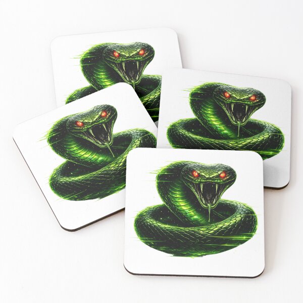 Item preview, Glitch Snake Neon Green – Cyberpunk Venom with Red Eyes designed and sold by UnglaublichGut.