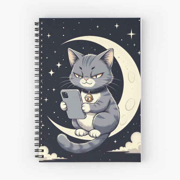 Item preview, Grumpy Cat Scrolling On Phone At Night designed and sold by ThreadVibeUK.