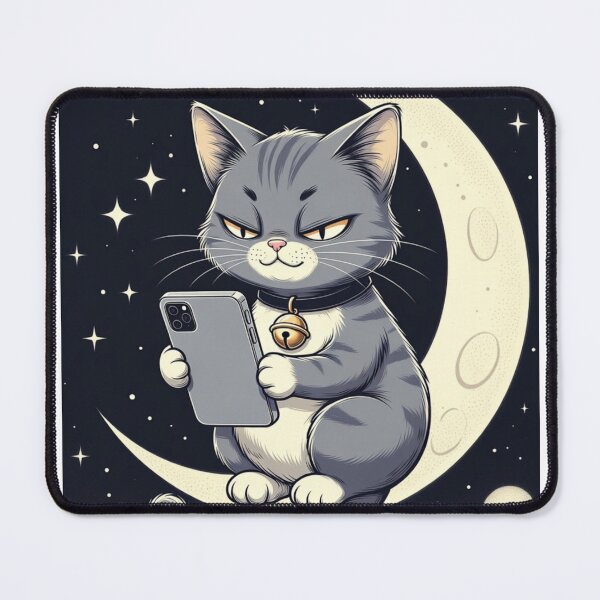 Item preview, Grumpy Cat Scrolling On Phone At Night designed and sold by ThreadVibeUK.