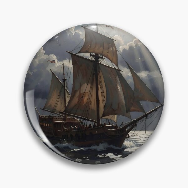 Item preview, Ghostly Sailboat under Full Moon designed and sold by Serene Strokes Art.