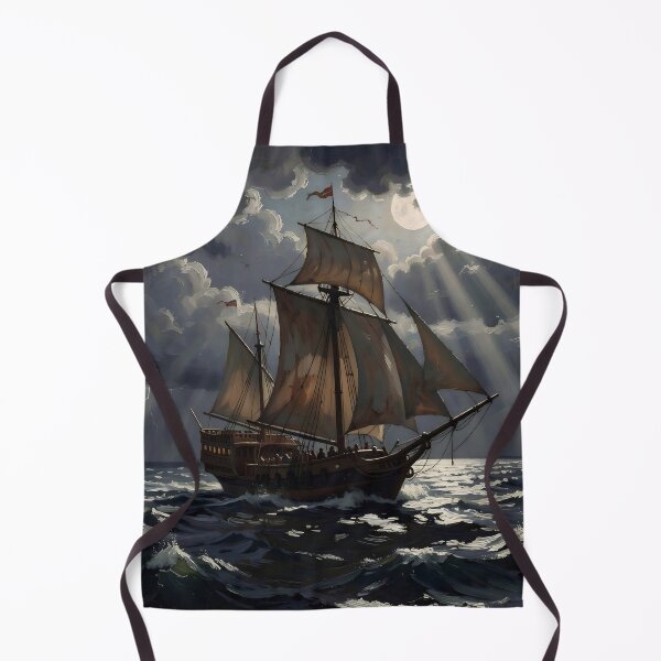 Item preview, Ghostly Sailboat under Full Moon designed and sold by Serene Strokes Art.
