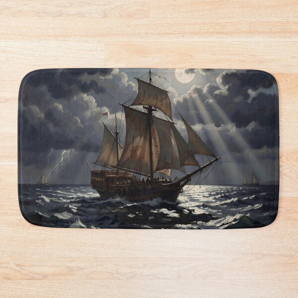 Item preview, Ghostly Sailboat under Full Moon designed and sold by Serene Strokes Art.