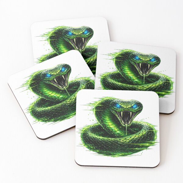 Item preview, Glitch Snake Neon Green – Cyberpunk Venom with Blue Eyes designed and sold by UnglaublichGut.