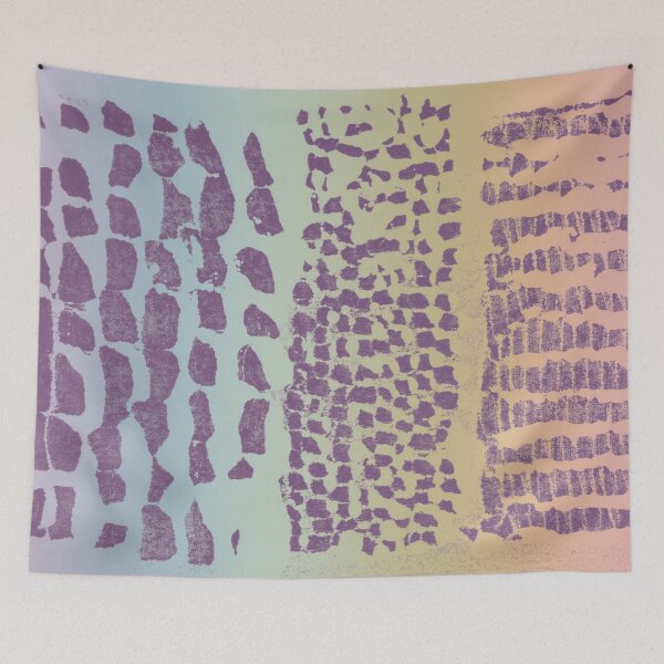 Item preview, Three Grains Textured Monoprint - Rainbow Sorbet + Plum designed and sold by Irene Estelle.