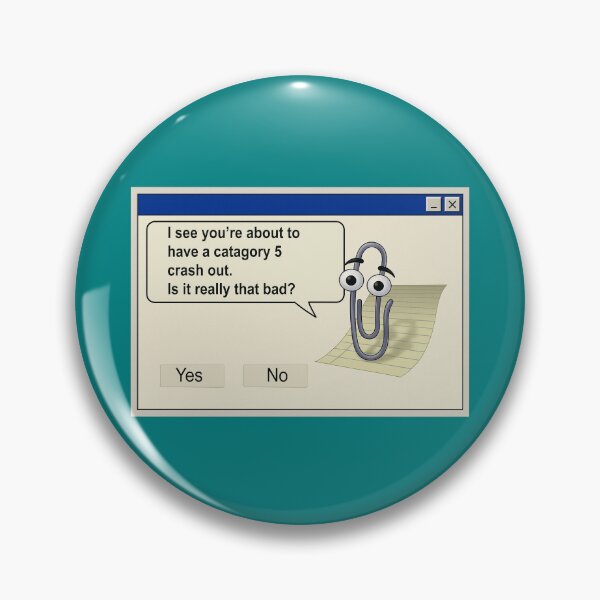Item preview, Retro 90s Nostalgic paperclip AI assistant Crash Out Meme designed and sold by SeriouslyArtistical.