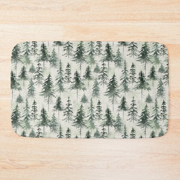 Item preview, Modern forest cream dark green pine watercolor misty woodland designed and sold by art-tee-ua.
