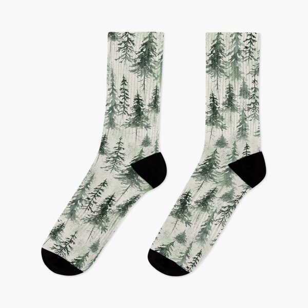 Item preview, Modern forest cream dark green pine watercolor misty woodland designed and sold by art-tee-ua.