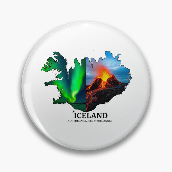 Item preview, Iceland Map Art - Northern Lights & Volcanos Fire & Ice Design designed and sold by AbulailArt.