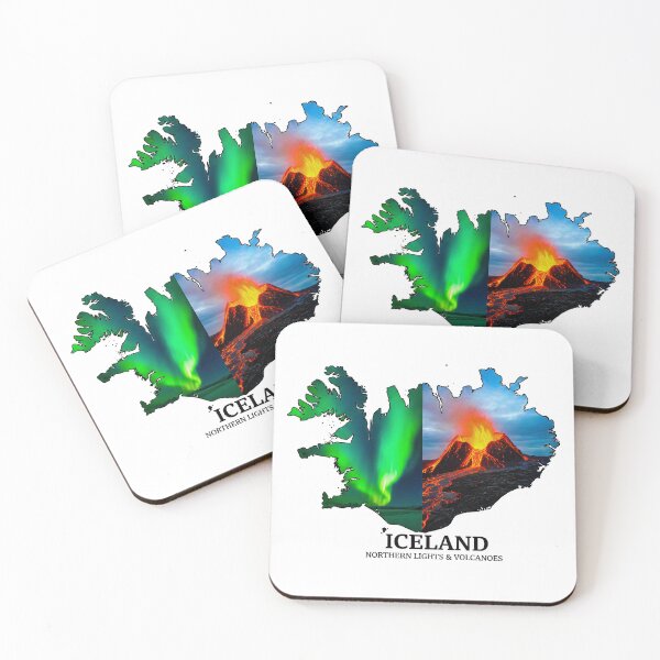 Item preview, Iceland Map Art - Northern Lights & Volcanos Fire & Ice Design designed and sold by AbulailArt.