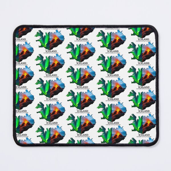 Item preview, Iceland Map Art - Northern Lights & Volcanos Fire & Ice Design designed and sold by AbulailArt.