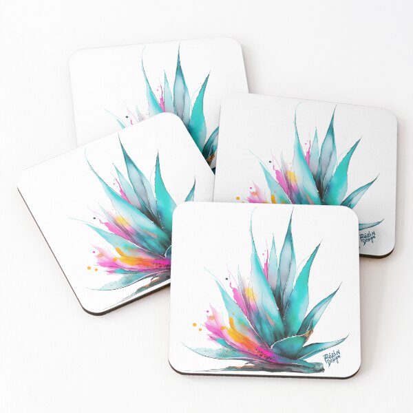 Item preview, Neon Aloe Vera Plant – Turquoise Pink Tropical Ink Splash designed and sold by Rozin-Design.