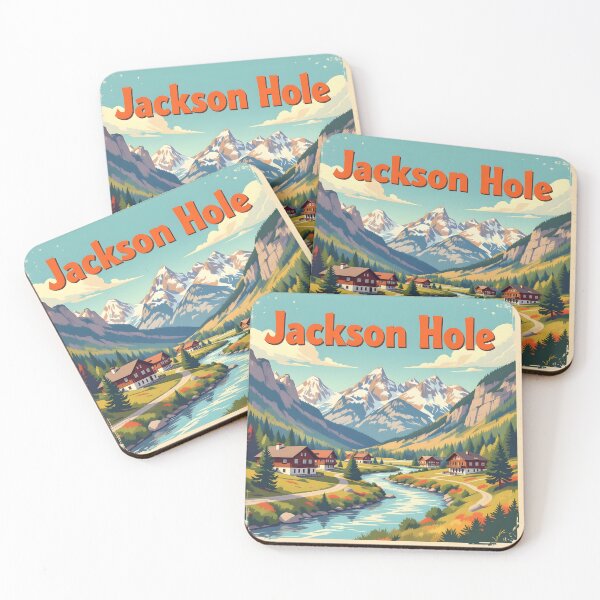 Item preview, Jackson Hole, Wyoming, USA: Vintage-Style Painterly Travel Poster designed and sold by LSVart.