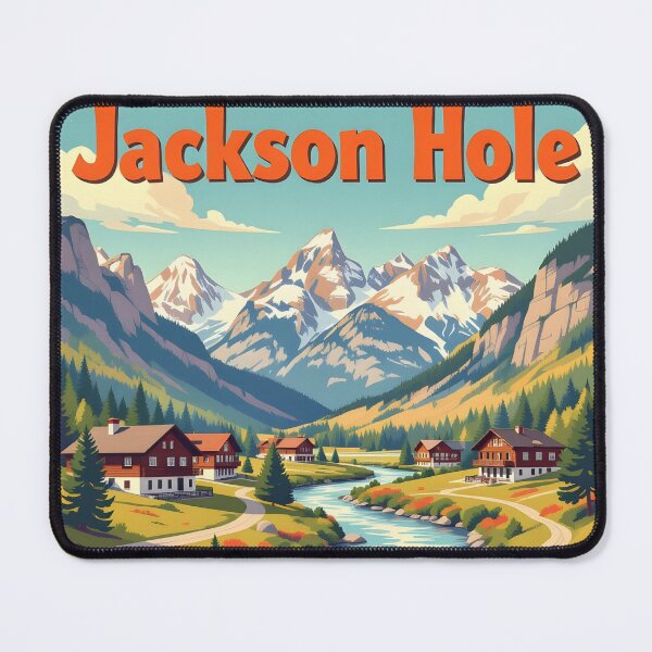 Item preview, Jackson Hole, Wyoming, USA: Vintage-Style Painterly Travel Poster designed and sold by LSVart.