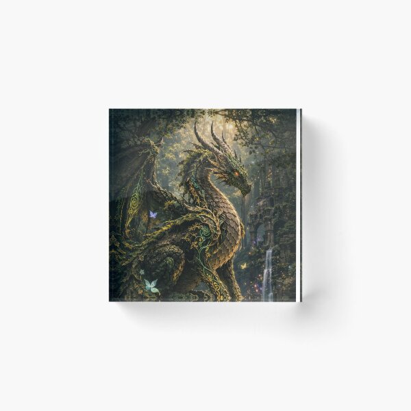 Item preview, Forest Guardian Dragon – Nature Spirit, Ancient Ruins Protector, Fantasy Art designed and sold by DrakariArt.