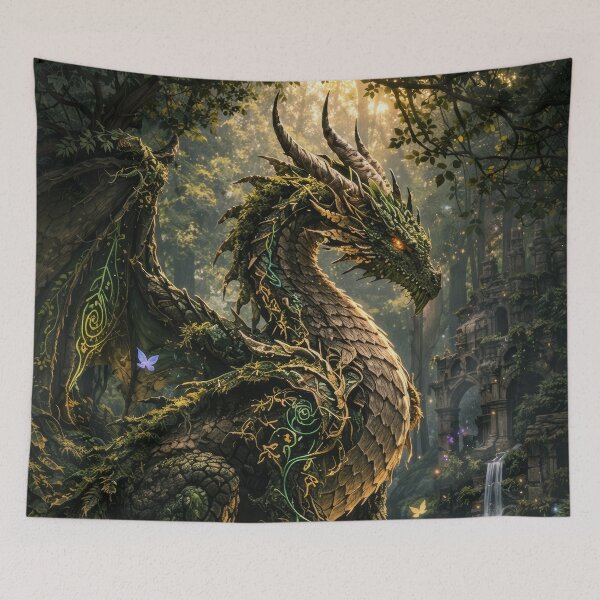 Item preview, Forest Guardian Dragon – Nature Spirit, Ancient Ruins Protector, Fantasy Art designed and sold by DrakariArt.