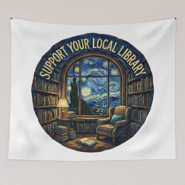 Item preview, Support Your Local Library Tree Artistic Night Book Design Great Librarian Gift 002 designed and sold by sadedream.