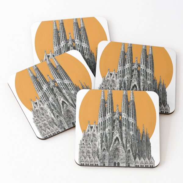 Item preview, Sagrada Família Barcelona – Minimalist Architectural Ink & Ochre designed and sold by NUTMA Design.
