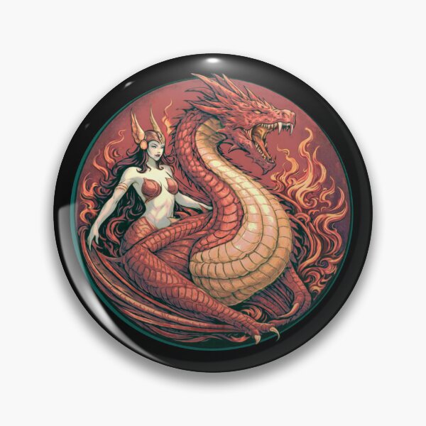 Item preview, Dragon and Valkyrie in red flames designed and sold by TivvaArtShop.