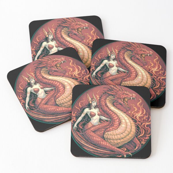 Item preview, Dragon and Valkyrie in red flames designed and sold by TivvaArtShop.