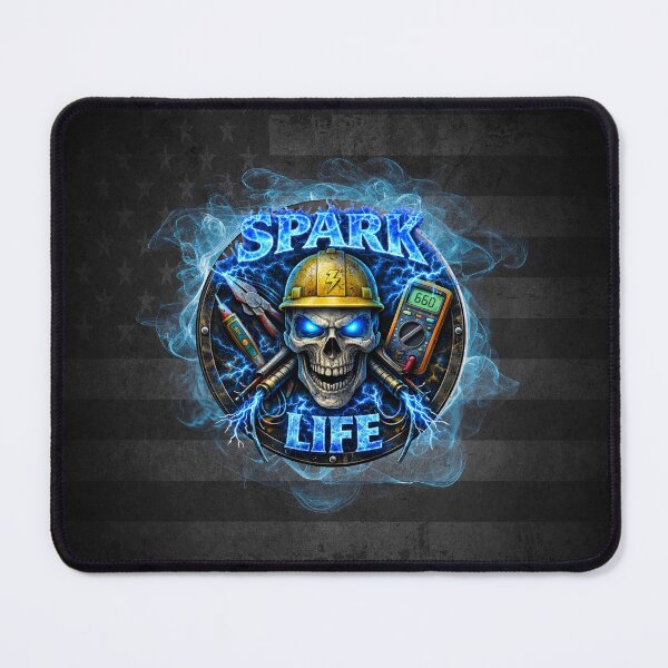 Item preview, Electrician Spark Life Skull Blue Collar Design designed and sold by artistwill.