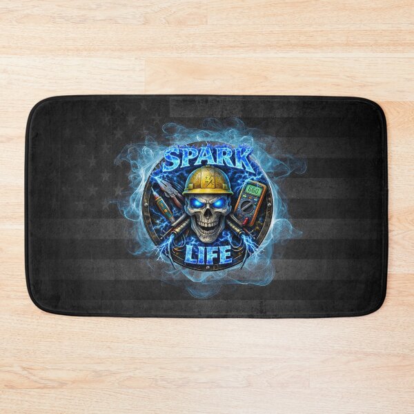 Item preview, Electrician Spark Life Skull Blue Collar Design designed and sold by artistwill.