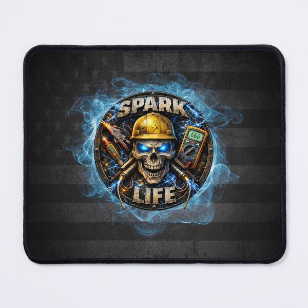 Item preview, Electrician Skull Spark Life Blue Collar Design designed and sold by artistwill.
