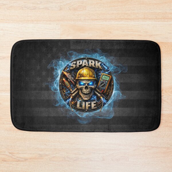 Item preview, Electrician Skull Spark Life Blue Collar Design designed and sold by artistwill.