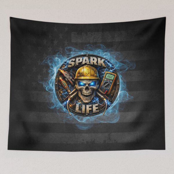 Item preview, Electrician Skull Spark Life Blue Collar Design designed and sold by artistwill.