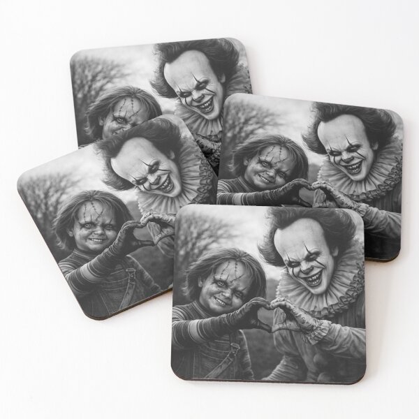 Item preview, Dark Love Horror Clown and Doll Black and White Gothic Photo T Shirt designed and sold by GhostDawgs.