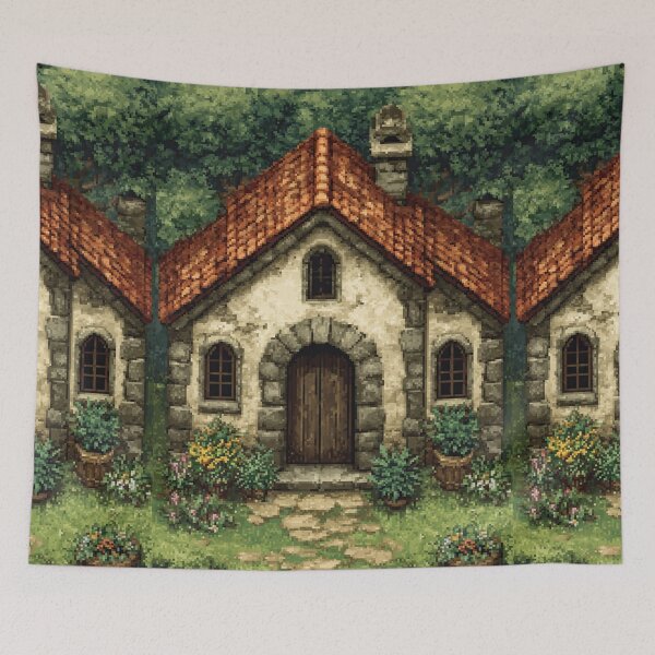 Item preview, Small Stone Medieval House Pixel Art designed and sold by Piotrek0001.