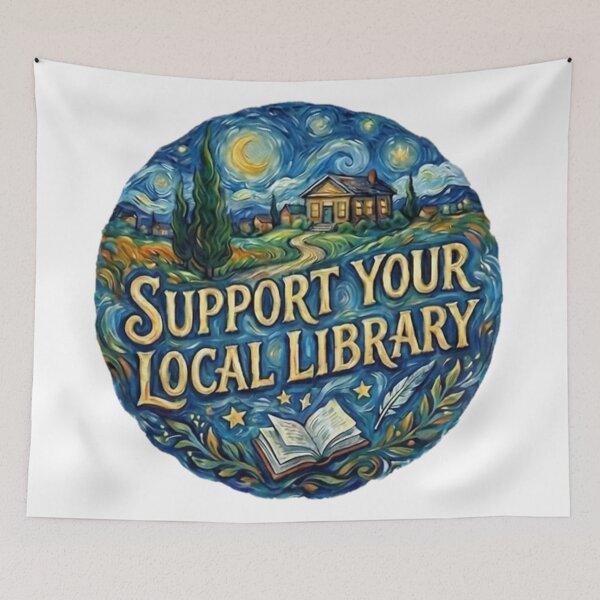 Item preview, Support Your Local Library Artistic Night Book Design Great Librarian Gift 004 designed and sold by sadedream.
