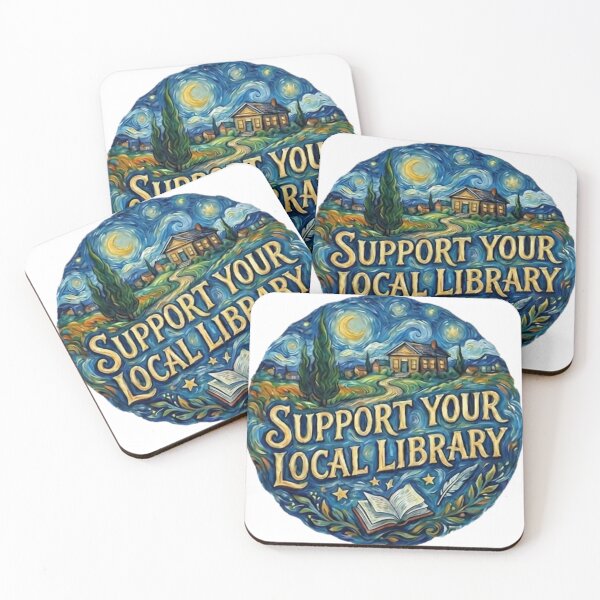 Item preview, Support Your Local Library Artistic Night Book Design Great Librarian Gift 004 designed and sold by sadedream.