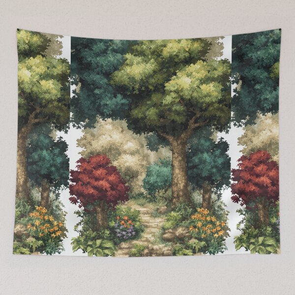 Item preview, Lush Green Forest Walkway Pixel Art designed and sold by Piotrek0001.