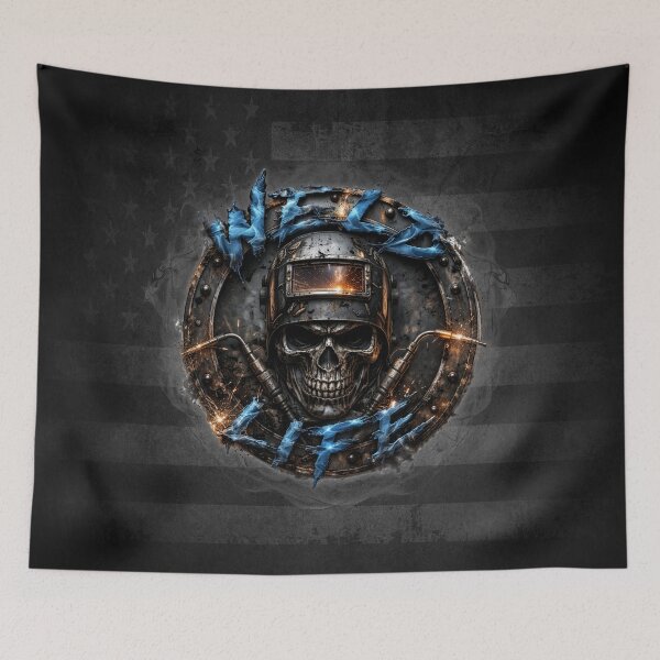 Item preview, Welder Skull Welding Helmet Blue Collar Design designed and sold by artistwill.