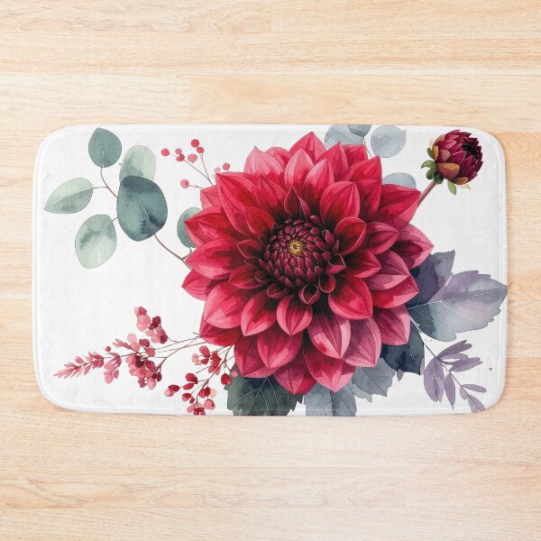 Item preview, Red Dahlia Floral Composition Botanical Illustration designed and sold by Rutvain.